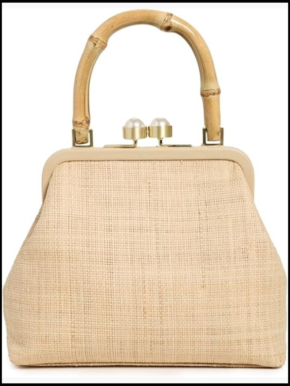 Raffia Clutch Bag Elegant Minimal Chic Evening Wear Gold Hardware Compact